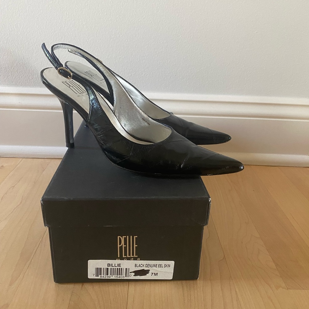Pelle Mode Size 7 Women’s Black Eel Skin Heels